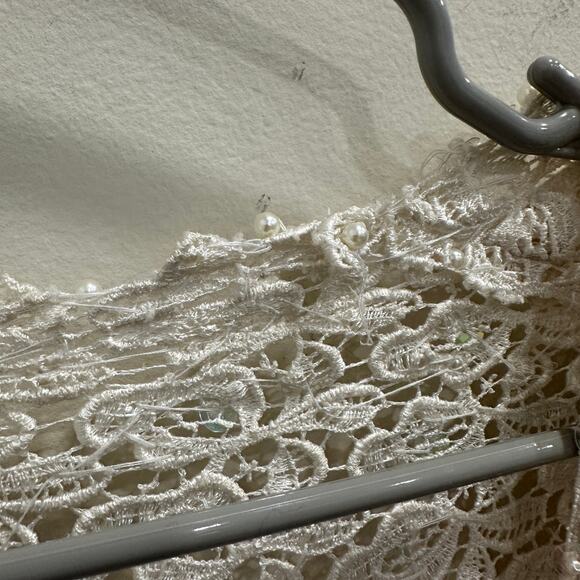 VTG Ivory Beaded Lace Cardigan Pearl & Sequin Embellished Party Bridal NYE Glam - Picture 7 of 11
